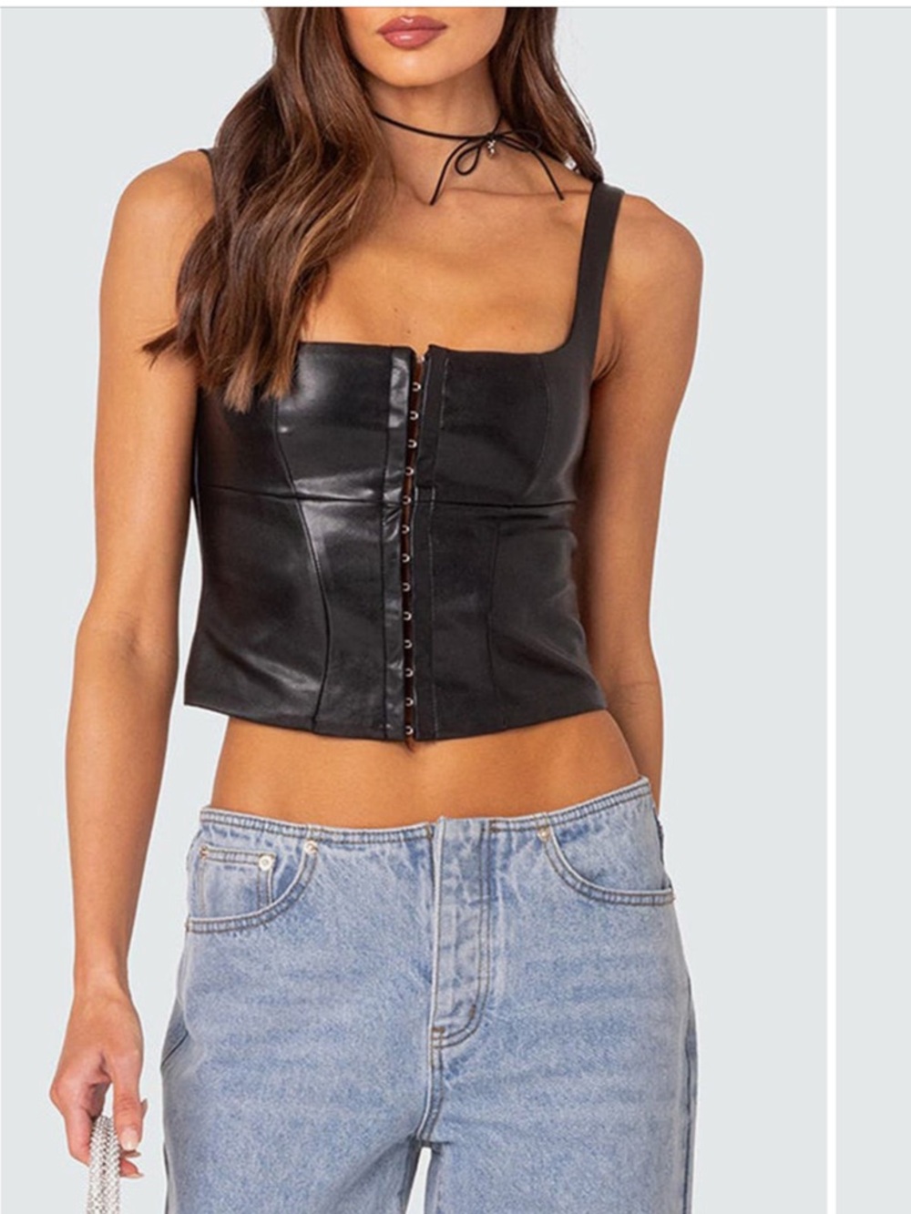 Edikted Simone Faux Leather Corset Top